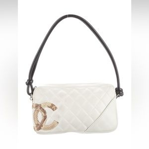 Chanel White python ligne cambone snake skin pochette